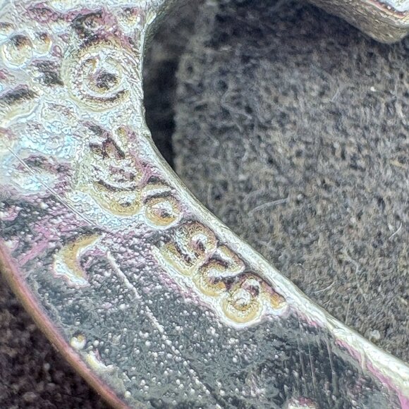 VTG Sterling Silver 925 Pink Enamel Open Heart Pendant Size 0.75" Length - Picture 6 of 10